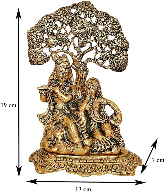 Gold Plated Metal Radha Krishna Statue Idol