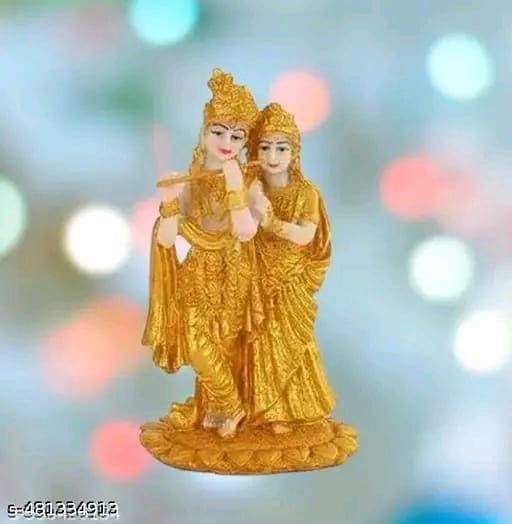 Radha Krishna ji Jugal Jodi Murti Poly Resin, Marble Crush for Home Mandir Temple Showpiece Idol Statue Gifts Home Decor Temple Pooja Golden Decorative Showpiece - 19 cm