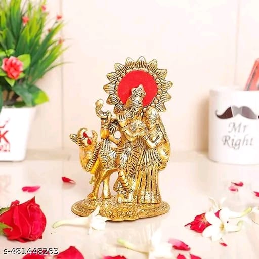 Radhe Krishna Standing with cow