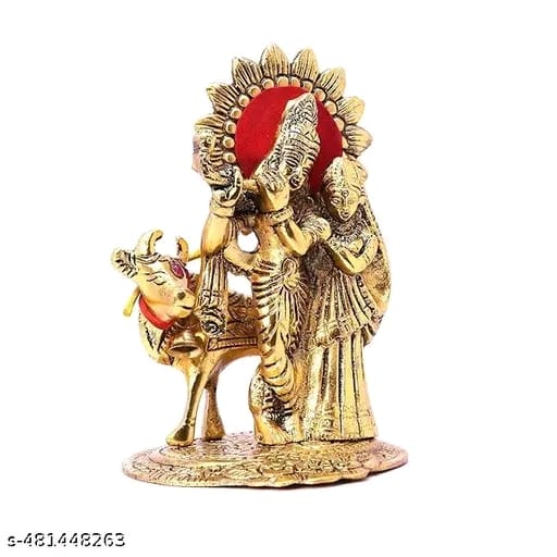 Radhe Krishna Standing with cow