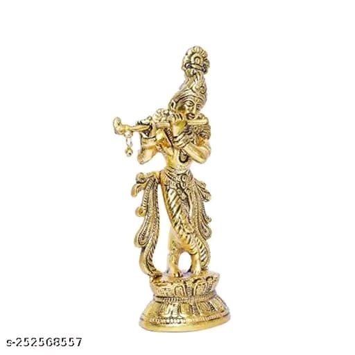 Orginal Metal lord Krishna | Krishna bhagwan murti | Gold finish Krishna idol | Lord Kahna ji Idol Decorative Showpiece
