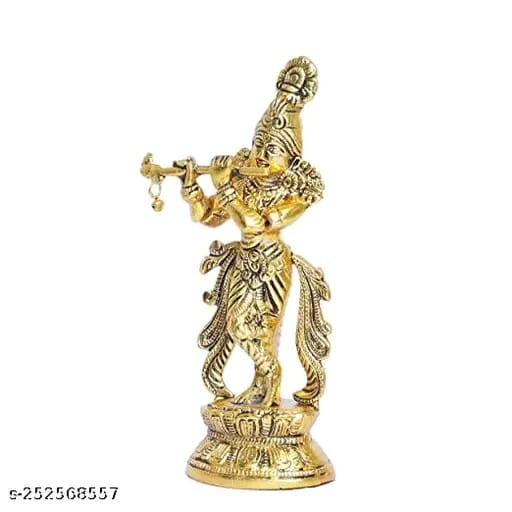 Orginal Metal lord Krishna | Krishna bhagwan murti | Gold finish Krishna idol | Lord Kahna ji Idol Decorative Showpiece
