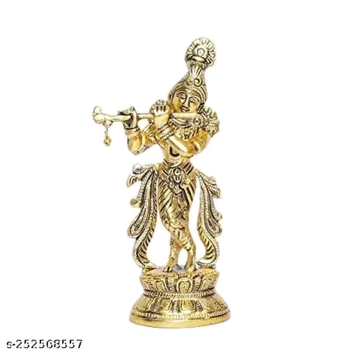 Orginal Metal lord Krishna | Krishna bhagwan murti | Gold finish Krishna idol | Lord Kahna ji Idol Decorative Showpiece