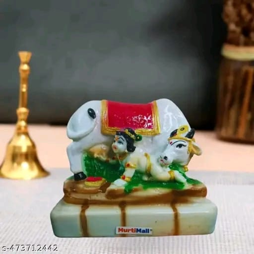 Krishna Idol With Cow For Home Decor Temple pooja Car dashboard Office Desk & Gifting