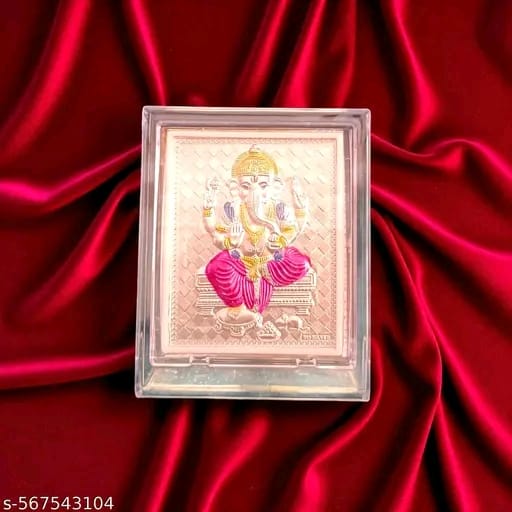 Silver Plated Ganesha Small Frame Stand for gifting , return gift, pooja, and any occasions . ( 3 x 4 inch )