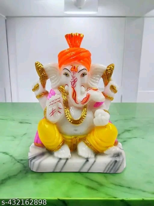 Lord Ganesha Ganpati Vinayaka Ganesh Ji Statue Idol Murti Figurine Showpiece for Home Table Décor Puja Murti & Gifting (Yellow Orange, 5 inch)