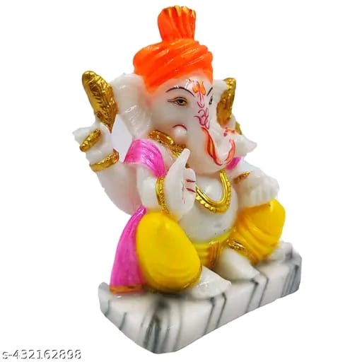 Lord Ganesha Ganpati Vinayaka Ganesh Ji Statue Idol Murti Figurine Showpiece for Home Table Décor Puja Murti & Gifting (Yellow Orange, 5 inch)