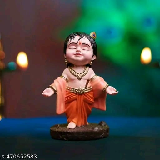 Bal Gopal Krishna Idol | Bal Gopal Murti | Krishna Idol Car Dashboard | Krishna Ji Car Dashboard | Car Dashboard Idol | Bal Gopal Statue for Gift (MUlticolor)
