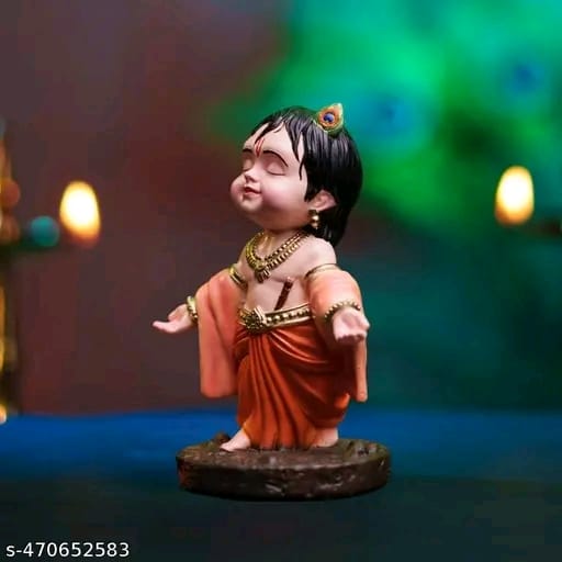 Bal Gopal Krishna Idol | Bal Gopal Murti | Krishna Idol Car Dashboard | Krishna Ji Car Dashboard | Car Dashboard Idol | Bal Gopal Statue for Gift (MUlticolor)