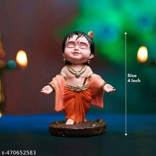 Bal Gopal Krishna Idol | Bal Gopal Murti | Krishna Idol Car Dashboard | Krishna Ji Car Dashboard | Car Dashboard Idol | Bal Gopal Statue for Gift (MUlticolor)